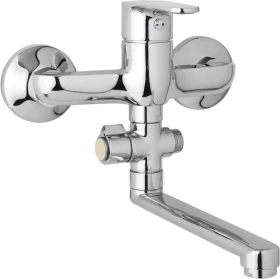 JB Sanitary Nástěnná umyvadlová a sprchová baterie TIRA, rozteč 150 mm, otočný přepínač, bez příslušenství, ramínko 300 mm D10 37 10