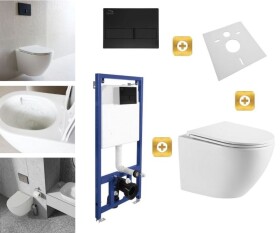 Erga Erga, závěsný set pod omítku Laveo Akan + závěsná WC mísa Lily+ s toaletním sedátkem z duroplastu + splachovací tlačítko, bílá lesklá, ERG-SE… ERG-SETLAVLILYWHBK