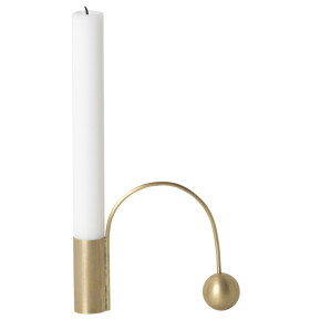 Ferm Living Kovový svícen Brass Balance Candle Holder, zlatá barva, kov