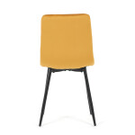 Židle jídelní, žlutá sametová látka, nohy černý kov