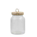 Chic Antique Skleněná dóza Wicker Lid 900 ml, čirá barva, přírodní barva, sklo