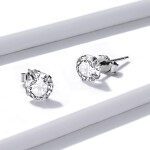 Elenys stříbrné peckové náušnice se zirkonem Clarity Průměr zirkonu: 6 mm