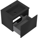 MEXEN/S - Rivel koupelnová skříňka 60 cm s umyvadlem Otis, 1 šuplík, reliéf , černá mat 91A20-06047-1-BF71-W18M71