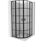 MEXEN/S - Mist L sprchový kout čtvrtkruh, křídlové 80 x 80, černá kratka, černá 8A32L-080-080-70-77