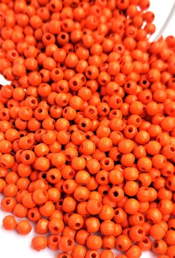Dřevěné korálky Detoa - oranžové - ∅ 4 mm - 10 ks