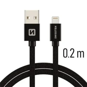 SWISSTEN TEXTILE datový kabel USB - Lightning 0.2m černá (71523101)