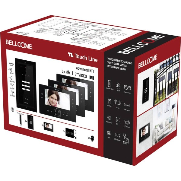 Bellcome Advanced 7 Video-Kit 3 Familie kabelový domovní video telefon kompletní sada, 20dílná, černá, VKA.P3F3.T7S9.BLB04