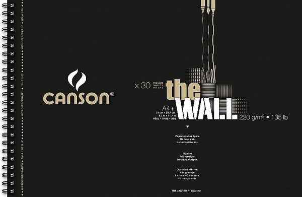 Grafický papír Canson The Wall - kroužkový blok A4+ 200 g 30 listů