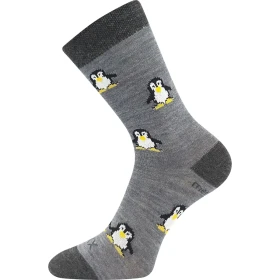 VOXX Ponožky dětské slabé z merino PENGUINIK s ionty stříbra ŠEDÉ 30-34 120122