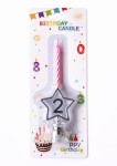 Dortisimo Svíčka růžová s LED stříbrným podstavcem ve tvaru hvězdy číslo 2