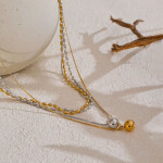 Dvojitý náhrdelník z chirurgické oceli Liu, Stříbrná 40 cm + 6 cm (prodloužení)