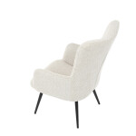 Křeslo "ušák", potah krémová látka, nohy černý kov