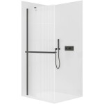 CERANO Sprchová zástěna Walk-in Onyx Y L/P - 8 mm + polička/držák na ručníky - černá matná, rýhované sklo - 150x200 cm