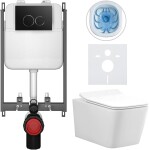 CERANO - Kompletní WC set Basic/Forte - bílá lesklá - WC tlačítko Dualo/Černá - pro zazdění - 51x36 CER-8050BD86111