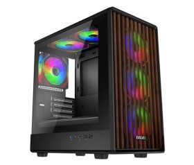 EVOLVEO Panthera, skříň mATX, 6x ARGB ventilátor 120mm, dřevěný přední panel + skleněná bočnice EDF_547209