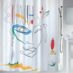 Spirella FACES sprchový závěs abstraktní motiv 180 x 200 cm bílý / polyester