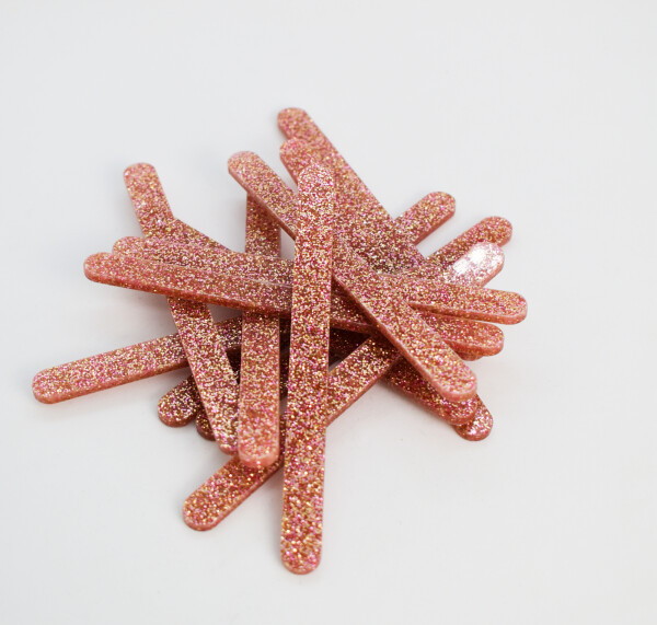 Cake star Akrylatové tyčky na nanuk okrová s třpytkami délka 11,5cm (10ks)