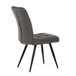 Židle jídelní, šedá látka v dekoru broušené kůže, černý kov