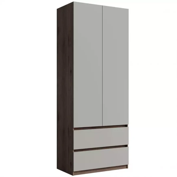 Šatní skříň 2D2SZ Madison 22 šedá/ořech elegant