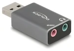 Delock / Externí USB zvuková karta / 2x 3,5 mm jack / USB 2.0 / šedá (66633)