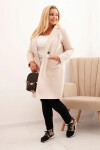 Dámský elegantní plášť Plus Size s límcem a velkými kapsami béžový UNI