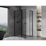 MEXEN/S - Mist Lsprchový kout pětiboký křídlový asymetrický levá 90 x 80, černá okraj, černá 8A8L-090-080-70-70-L