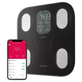 SENCOR SBS 9002BK černá / Osobní váha / Tvrzené sklo / LCD / 180 kg / kg lbs / 4x AAA (8590669374175)