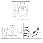SAPHO - SENTIMENTI závěsné WC Rimless s podomítkovou nádržkou a tlačítkem Schwab, bílá 10AR02010SV-SET5
