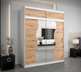 Šatní skříň Abi Mr s nástavcem Dveře: Dub artisan, Rozměr: 200 cm, Korpus: Bílá
