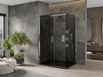 MEXEN/S - Omega sprchový kout 120x80, grafit, chrom + černá vanička se sifonem 825-120-080-01-40-4070