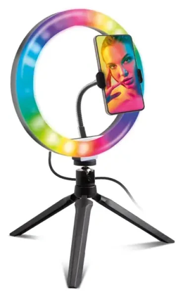 SBS EasyShare / Kruhové LED světlo / 10" / RGB / se stativem (TESELFIRINGCLIP10RGB)