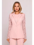 Dámské sako s krajkovými rukávy M865 Pudr růžová - MOE pudrovo-růžová XXL