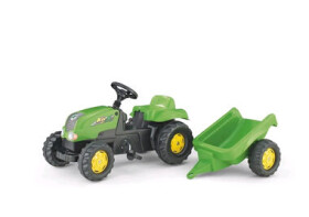 Rollytoys Šlapací traktor Rolly Kid s vlečkou - zelená