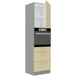 Vysoká skříňka pro vestavnou troubu 60 DPS-210 3S 1F - Premium Box Barva korpusu: Šedá, Barva dvířek: Krémový lesk (Karmen)