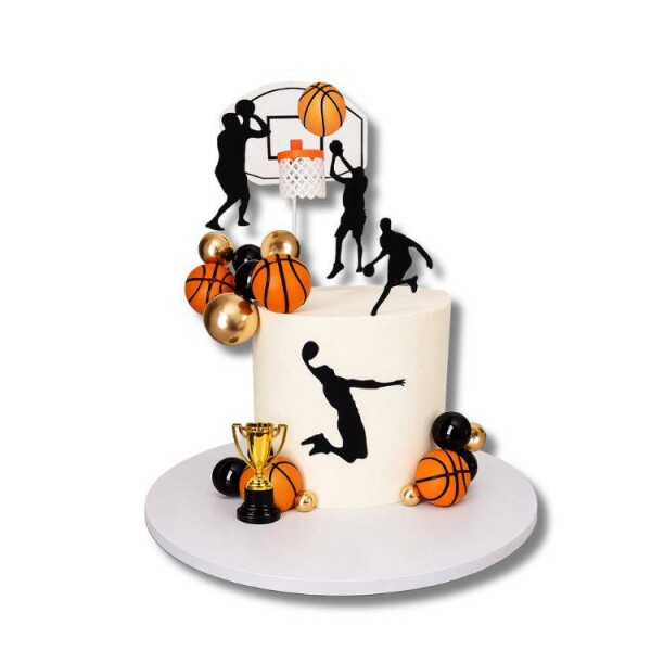 Dortisimo Zápich do dortu Basketbal s černými a zlatými koulemi (22 ks)