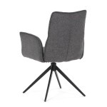 Židle jídelní, šedá látka, 360° vratný mechanismus, černý kov