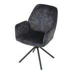 Židle jídelní a konferenční, černá látka v dekoru žíhaného sametu, kovové černé nohy