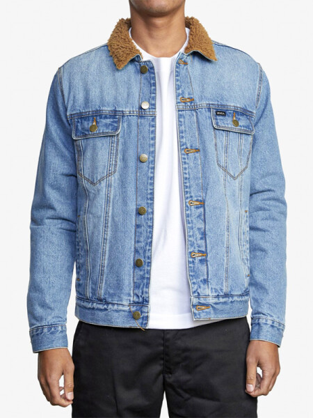 RVCA DAGGERS DENIM SHERPA vintage indigo pánská jarní bunda - M