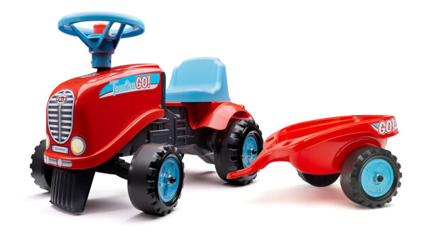 Odstrkovadlo - traktor Go Farm červené s volantem a valníkem - Alltoys Falk