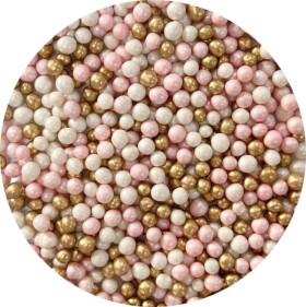 Dortisimo 4Cake Cukrovo-rýžové perly bílé perleťové, růžové perleťové a zlaté (60 g)