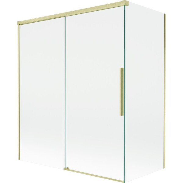 MEXEN/S - Rox vanová zástěna 2-křídlová posuvná 140 + 70 x 150, transparent, zlatá kartáčovaná 8C9-140-070-55-00