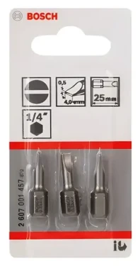 BOSCH Extra Hard S0,5x4,0 / Sada bitů / 25 mm / 3 ks (2607001457)