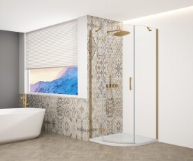 GELCO - TRINITY GOLD čtvrtkruhový kout 900x900 levý, čiré sklo, GT6590CL-G GT6590CL-G