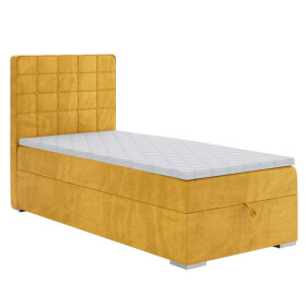 Čalouněná postel Charlize 90x200, žlutá, vč. matrace a topperu