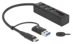 DeLock 63859 / USB hub / USB-A + USB-C / SD a microSD čtečka karet / USB 3.2 Gen 1 / kovový (63859)