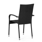 Židle zahradní, černý umělý ratan, kov, stohovatelná.