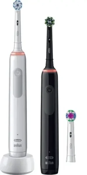 Oral-B Pro 3 3900 Duo / Elektrický zubní kartáček / oscilační / 3 režimy / časovač (Pro 3 3900 Duo Black/White)