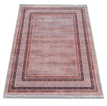 DumDekorace Moderní koberec s řeckým okrajem - růžový a kaštanový Šířka: 80 cm | Délka: 150 cm