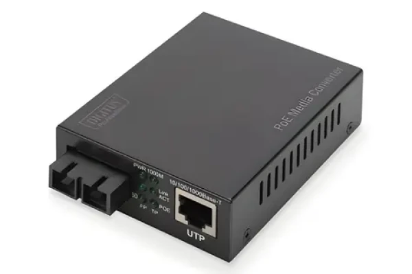 Digitus DN-82160 / Media konvertor / Gigabit Ethernet / RJ45 - SC / PoE 30 W / Singlemode / dosah 20 km (DN-82160)