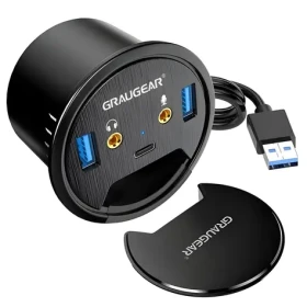 Graugear Stolní USB hub / USB hub / 2x USB-A + 1x USB-C / USB 3.0 / audio konektor / O 60 mm (G-THUB-AU-60)
